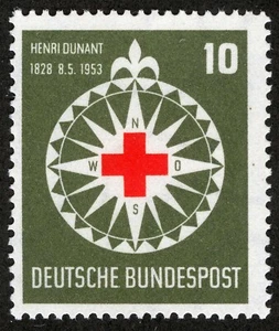 Germany Sc 696 Olive Grn Red 10pf 1953 Never Hinged Original Gum - Picture 1 of 1