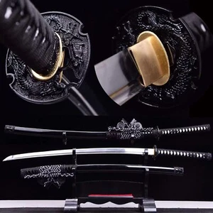 Espada Samurai Tachi Dragón Negro Hecha a Mano Combate Real Manganeso Acero Muy Afilada - Imagen 1 de 10
