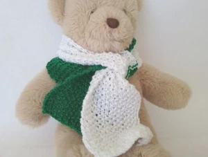 Teddy Bear Clothes, Green and White Hand Knitted Scarf - Picture 1 of 8