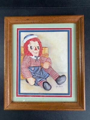 PEÇA DE ARTE EMOLDURADA VINTAGE RAGGEDY ANDY "AVA FREEMAN" ESTAMPA FOSCA - Imagem 1 de 4