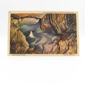 Lava Like Formations Stalactites Niagara Cave Iowa Minnesota Line Linen Postcard - Picture 1 of 2