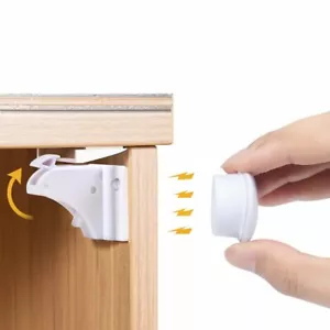 Child Safety Magnetic Cabinet Locks Adhesive Baby Proofing Cabinets No Drilling - Picture 1 of 15