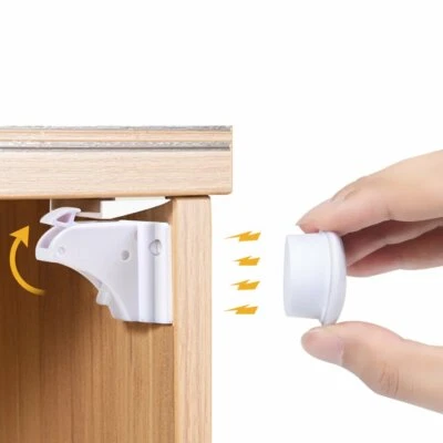 Child Safety Magnetic Cabinet Locks Adhesive Baby Proofing Cabinets No Drilling - Image 1 of 4