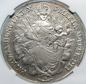 1783 HUNGARY King Joseph II MADONNA & JESUS Antique Silver Taler Coin NGC i85325 - Picture 1 of 5