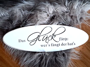 Holz Schild Glück mit Spruch Kette Dekoration Hänger Türschild Wandbild - Bild 1 von 1