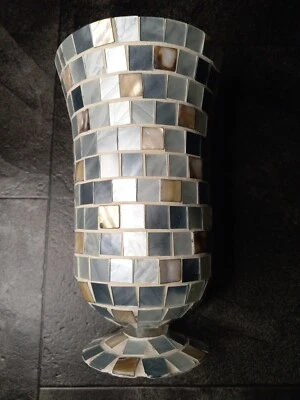 Mosaic Style Vase Or Candle Holder Stands 9 In Tall - Image 1 of 4