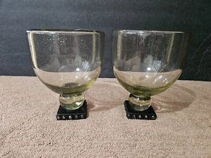RARE JAN BARBOGLIO IRON & RECYCLE GLASS TODO GOBLET CHALICE HURRICANE SET OF 2 - Picture 1 of 10