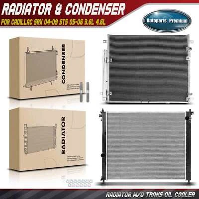 Radiator & AC Condenser Cooling Kit for Cadillac	SRX 04-09 STS 05-06 3.6L 4.6L - Image 1 of 4