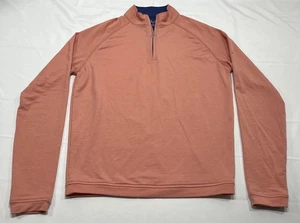 Peter Millar Seaside Men's S Coral Peach 1/4 Zip Pullover Performance Golf Stain - Picture 1 of 8