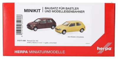HERPA, RENAULT Clio 16V rosso e giallo - 2 pezzi da assemblare, 1/87,  HER012... - Immagine 1 di 4