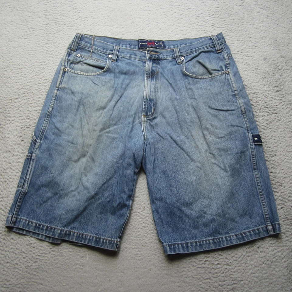 Pantalones Cortos Phat Farm Para Hombres 38 Azul Denim Carpintero Calce Relajado Jean Hip Hop Y2K Años 2000 Foto 1 de 4