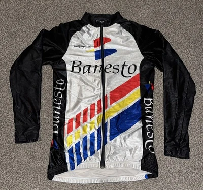 Vintage Banesto Campagnolo Long Sleeve Full Zip Cycling Jersey Black White Blue - Image 1 of 4