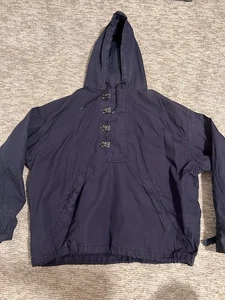 Vintage POLO Ralph Lauren NAVY Metal Clasp Hook Deck Pullover Blue large Rare - Picture 1 of 10