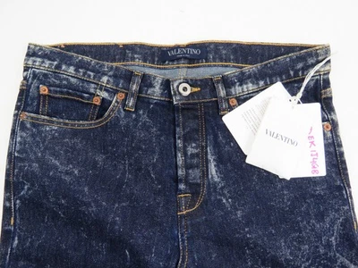 Pantalones de mezclilla de diseñador Valentino Made in Italy para hombre calce ajustado lavado ácido talla 30 x 34 Foto 1 de 4