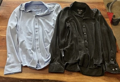 2x Camisas de vestir Tasso Elba para hombre - azules y negras - XL Foto 1 de 4