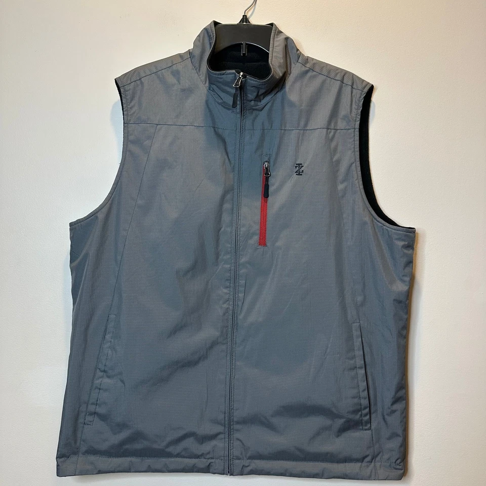 IZOD Reversible Vest Mens Size Large Gray/Black Full Zip Waterproof Fleece Lined - Image 1 of 4