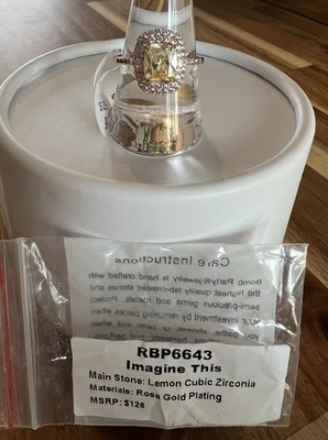 Anillo Bomb Party OG - RBP6643 "Imagine This" - Circonita cúbica limón / Chapado en oro rosa talla 9 Foto 1 de 2