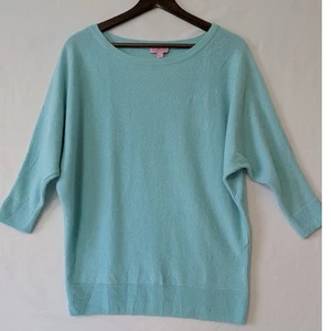 Lilly Pulitzer 100% Cashmere Sweater Boatneck Dolman Sleeves Blue Size Small - Picture 1 of 9