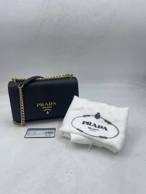 Prada Women's Saffiano Leather Mini Bag Black / Gold ZMYF0632 - Image 1 of 4