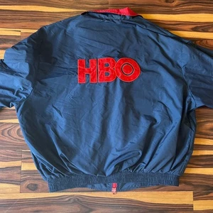 Vintage HBO jacket windbreaker Sz XL navy blue red cable TV movie promo old tech - Picture 1 of 7