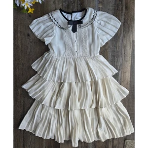 Pettigirl Tiered Dress Pleated Lace Collared Princess Party Formal Girls Y6 - Picture 1 of 9