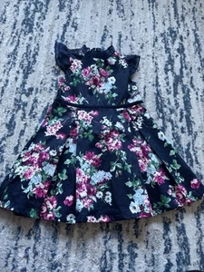 Janie and Jack Navy Blue Floral Dress Size 4 - Picture 1 of 3