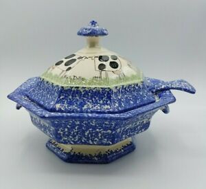 Molly Dallas Spatterware SoupTureen with Ladle & Lid Roughly 10" Diameter  1994