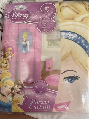 Cortina de ducha de tela Princesa Cenicienta Disney 72x72 rosa niñas baño bella Foto 1 de 3