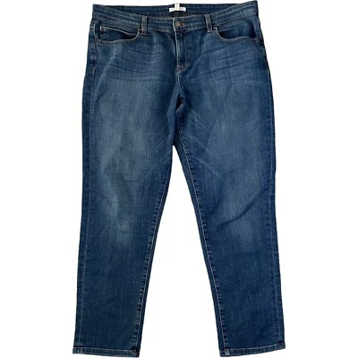 Pantalones de mezclilla de algodón orgánico Eileen Fisher talla 14 azul lavado medio pierna recta Foto 1 de 4