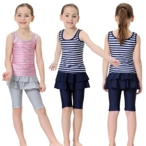 Kids Girls Muslim Swimwear Islam Modest Swimsuit Burkini Arab Swimming Beachwear - Picture 1 of 22