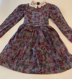 Vintage Floral Dress Youth Girls Cottage Core Peasant The Beaux Age Lace Collar - Picture 1 of 16