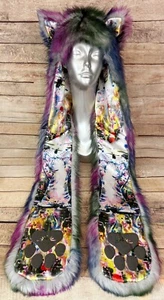 Authentic SpiritHoods Lora Zombie Artist Edition Catzilla Faux Fur Spirit Hood - Picture 1 of 13