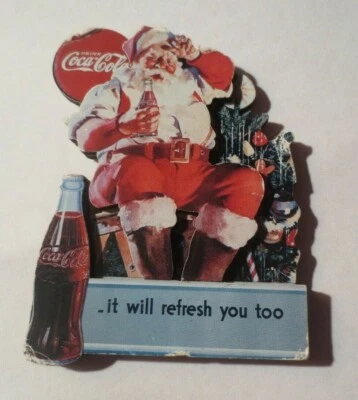 Coca-Cola 3-Magnet Santa and bottle  Rough on edges - Image 1 of 4