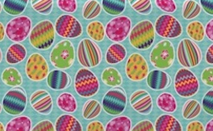 Vibrant Easter Eggs Polyester Fabric 60" Wide By The Yard - Image 1 of 1