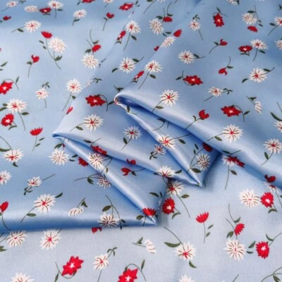 1 yard X 1.48 meter Retro Satin Fabric Floral Scarf Lining Material Sewing - Image 1 of 4