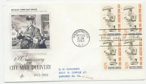EE. UU. 1963 Primer Día Cubierta City Mail Entrega #1238 Negro 4 Washington DC Arte Artesanía C - Imagen 1 de 1