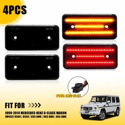 4X LED Side Marker Light Smoked For 99-14 Mercedes-Benz W463 G500 G550 G-Class P - Image 1 of 4