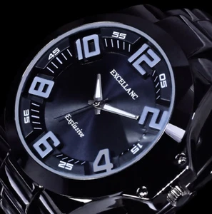 Excellanc Bracelet Men's Watch Black Metal in Ceramic Look Heavy Finish - Picture 1 of 4