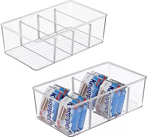 2 Pack Food Storage Organizer Bins,Clear Plastic Storage Bins for Pantry,Kitchen - Picture 1 of 6