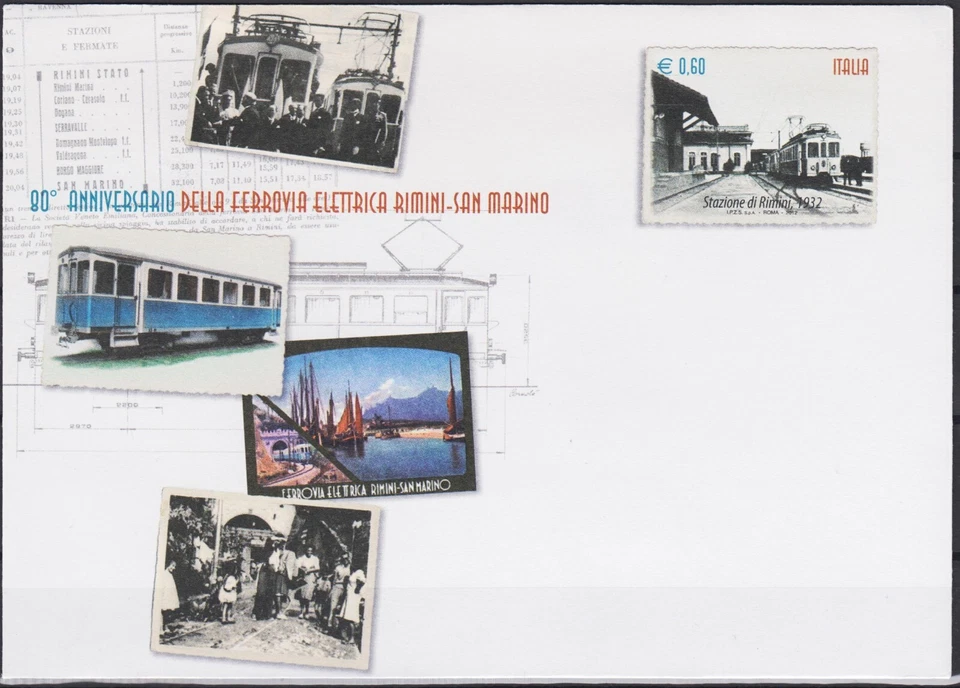 Italia 2012 Tren Eléctrico Transporte Ferroviario Locomotoras Ferrocarril Postal Papelería 1 Foto 1 de 1