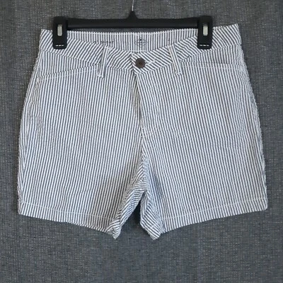 Pantalones Cortos St. Johns Bay Talla 2 Blanco Gris Ferrocarril Rayas Elastizados Seersucker Usados en Excelente Condición Foto 1 de 4