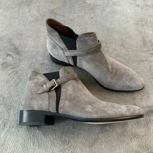 Tabitha Simmons Gray Leather Pointed Toe Ankle Boots Booties Women's 40.5 US 9.5 - Picture 1 of 5