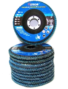 100 Stck. 4-1/2 Zoll x 7/8 Zoll 120er Körnung Blau Zirkonia Fächerscheibe Winkelschleifer Schleifscheiben - Bild 1 von 3