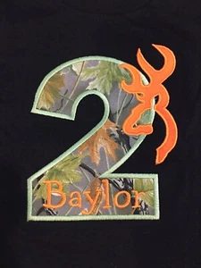New BAYLOR TWO #2 Toddler Camo Short Sleeve Black T-Shirt Baby Birthday Size 2T - Picture 1 of 10