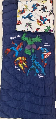 Pottery Barn Marvel Heroes Sleeping Bag SpiderMan Iron Man Black Panther #9750B - Image 1 of 4
