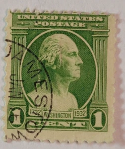 VINTAGE ~ US-Briefmarke ~ George Washington 1732-1932 ~ 1 ¢ grüne Briefmarke - 06 - Bild 1 von 6