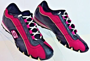 Skechers rosa & schwarze Leder/Textil Turnschuhe Damengröße 8,5 gebraucht, in einwandfreiem Zustand - Bild 1 von 9