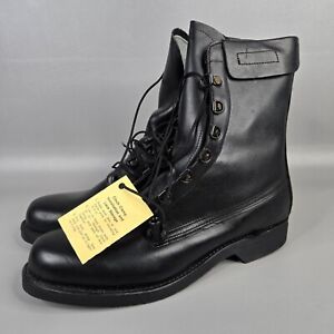 New Men’s Addison Shoe Company USA Black Leather Combat Boots Size 9.5 D 
