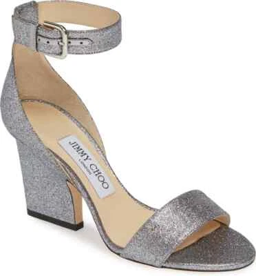 Женские босоножки Jimmy Choo Edina 85 серебристые блестящие с ремешком на лодыжке на каблуках размер 36 США 6 - Изображение 1 из 4