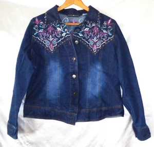 Gordon & James Beaded Embroidered Denim Jean Jacket Size Lg Country Western - Picture 1 of 4
